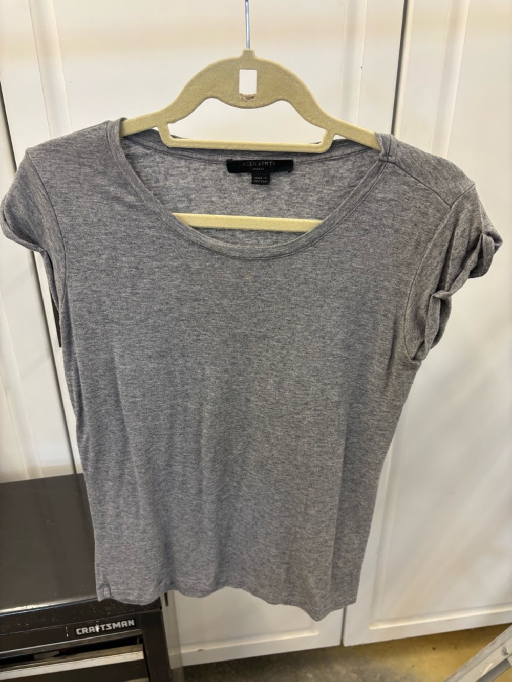 All Saints Grey Short Sleeve Crew Tee